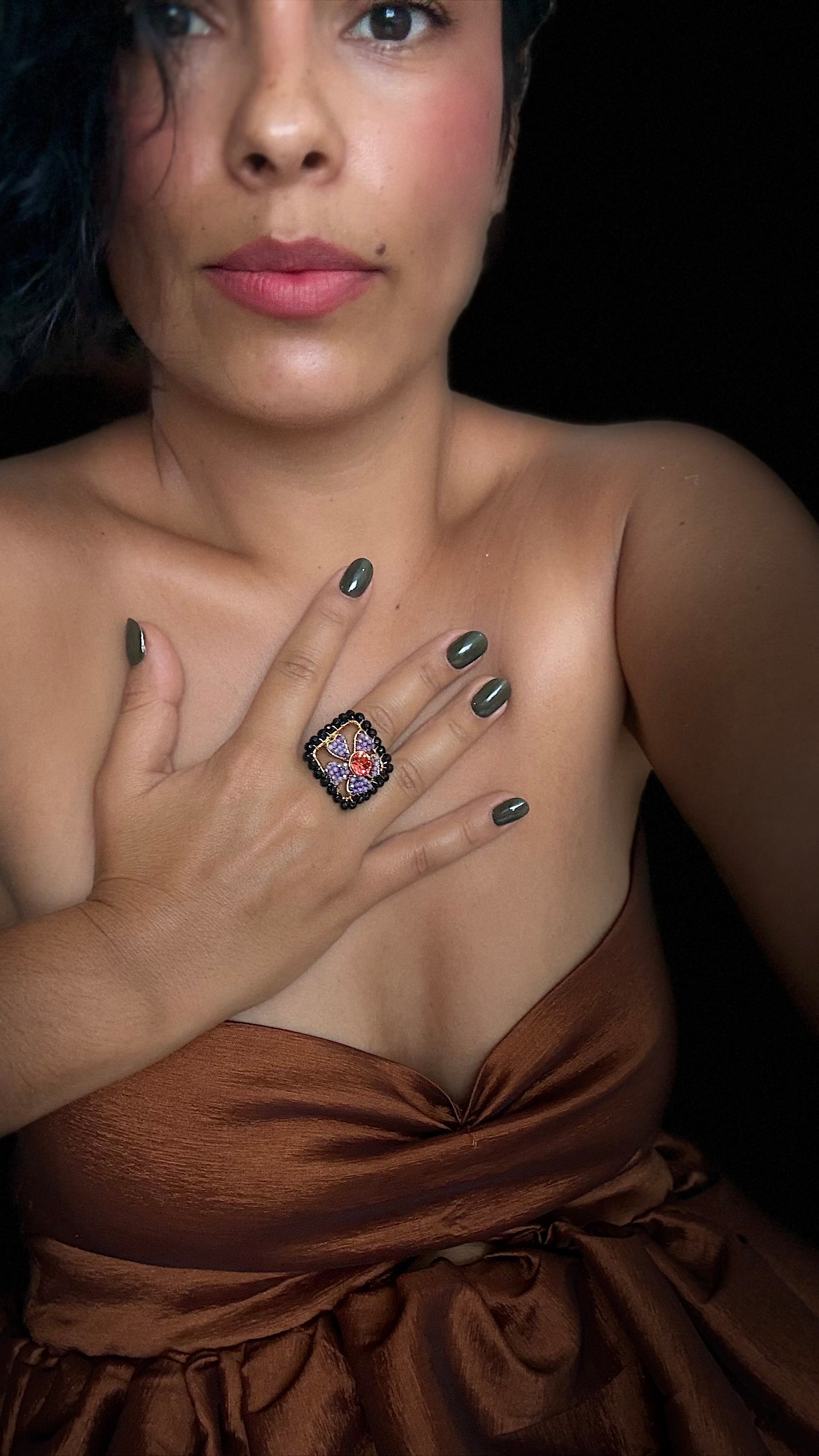 Anillo Cuadrado Flor
