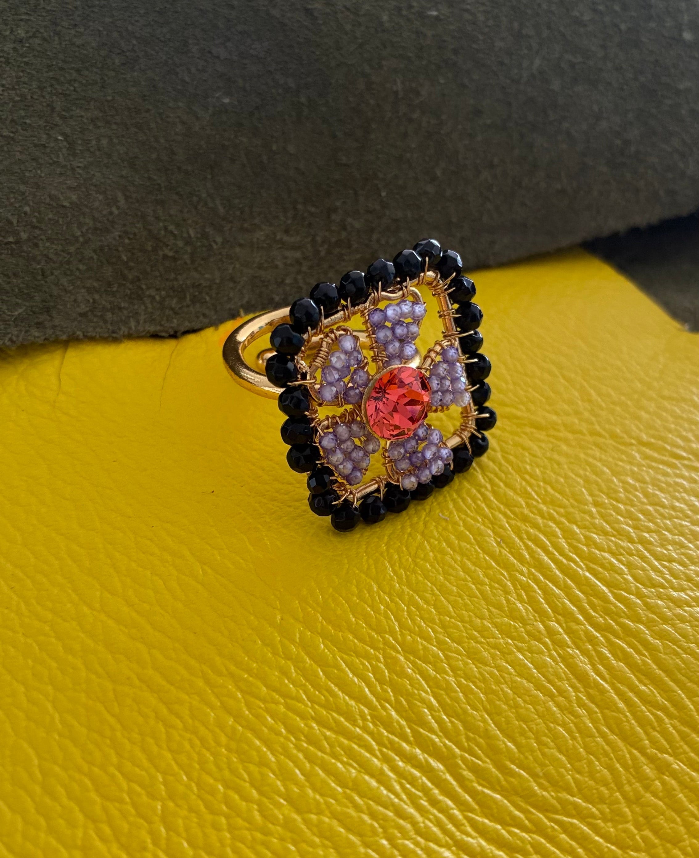Anillo Cuadrado Flor